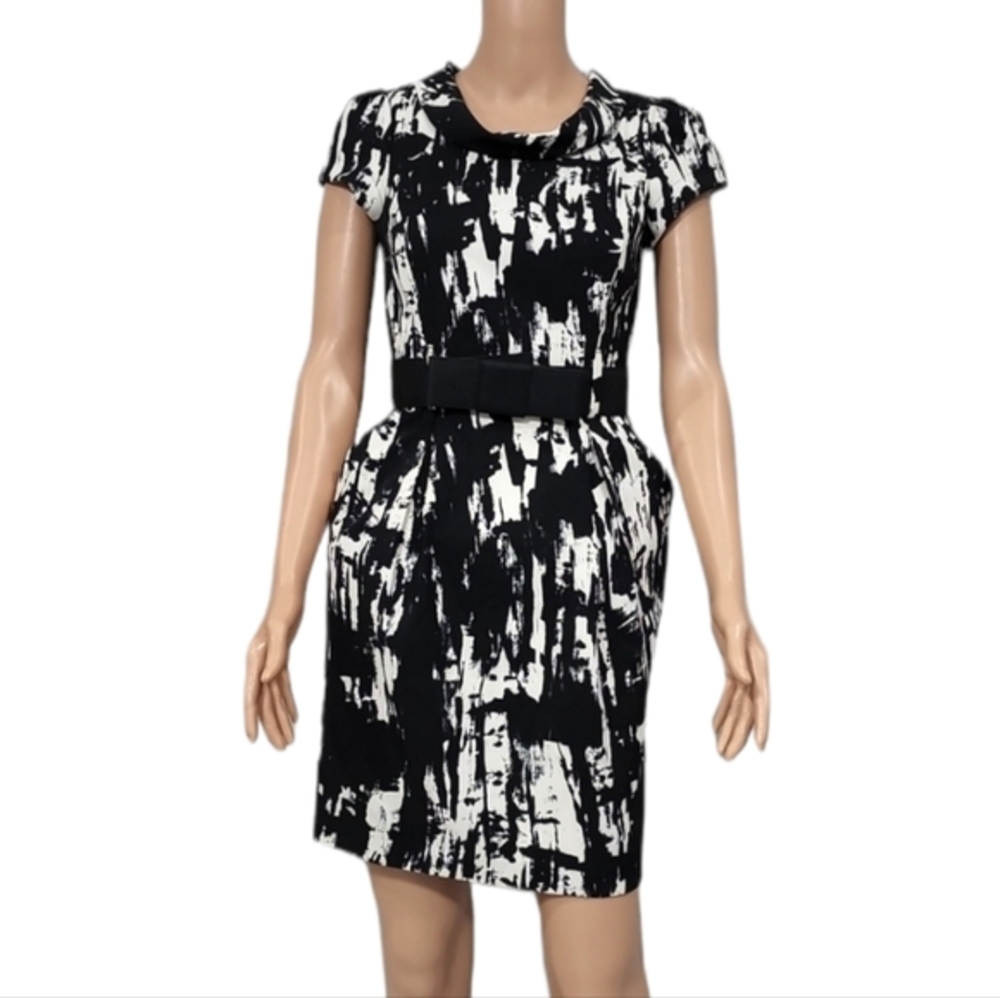 BCX Women's dress black white Cowl neck short sleeve Size 3 XS